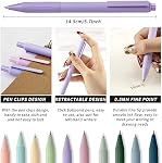 Retractable Gel Pens, Black Gel Ink Cute Pens, 0.5mm Fine Point with Grips, Smooth Writing Pens for Office, 20-Pack