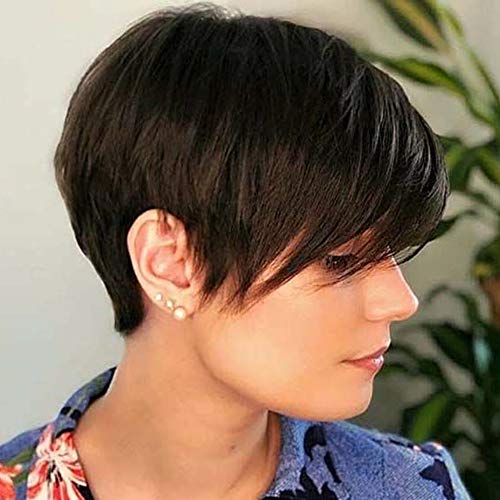 Image of Short Layered Synthetic Pixie Cut Wig for Women with Bangs ,Black Cherry