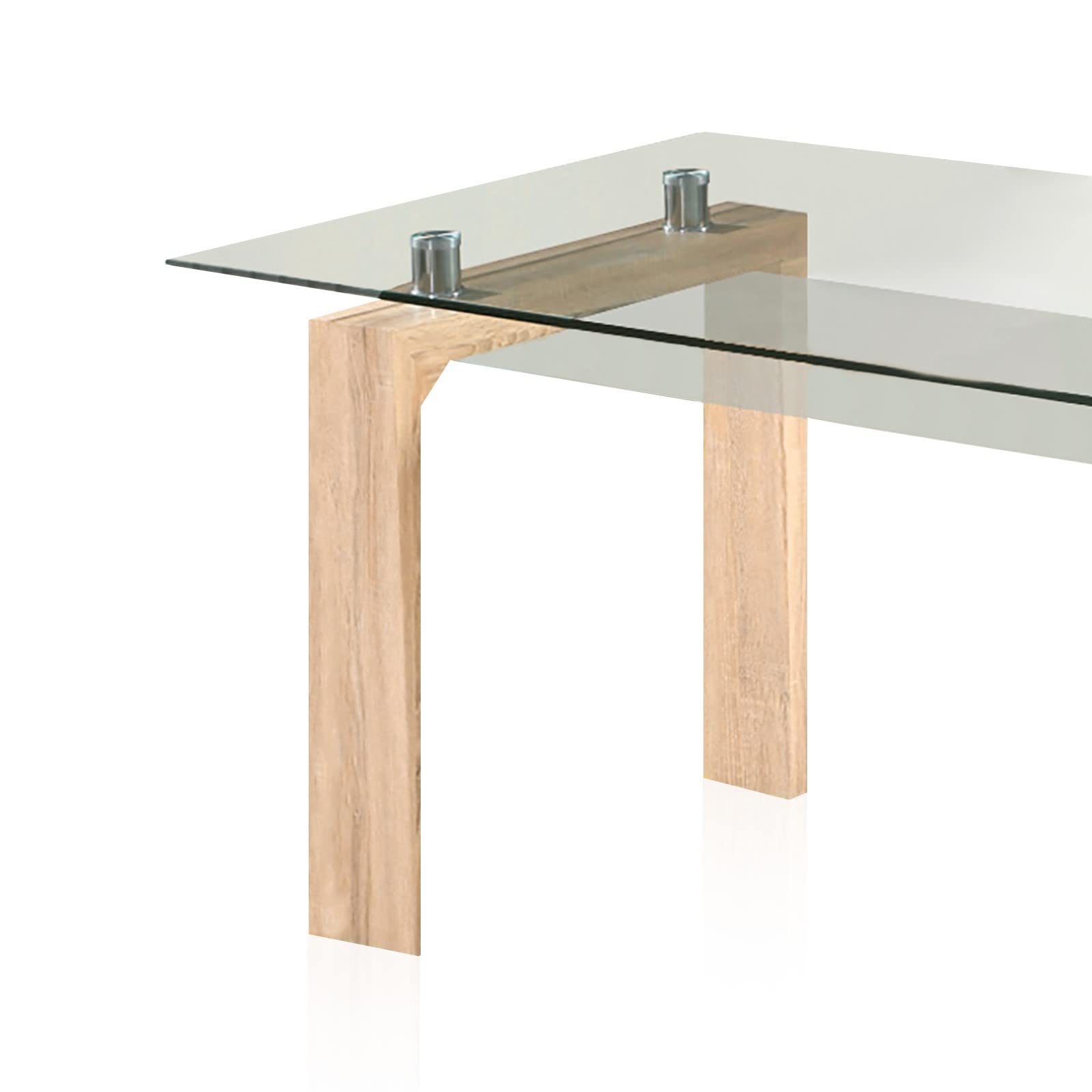 duehome | Mesa de Comedor Fija, Mesa Salon o Cocina, Modelo Lou, Acabado en Cambrian y Cristal Templado, Medidas: 150 cm (Largo) x 90 cm (Ancho) x 75 cm (Alto)