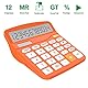Helect Taschenrechner Standard Tischrechner 12-stelliger Dual-Power (Solar und Batterie) Tischrechner, Orange