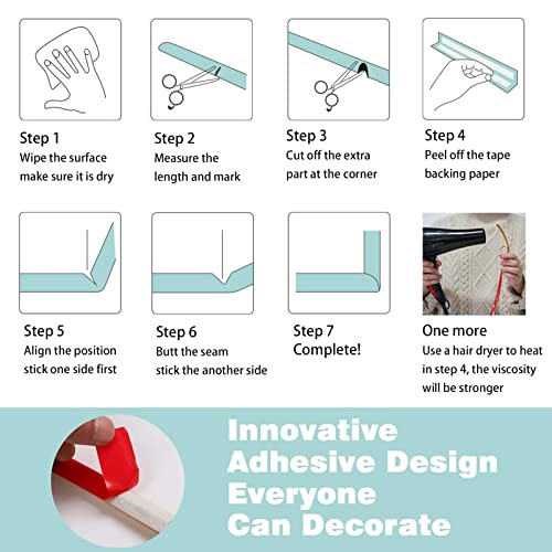 Gaahing Flexible Wandverkleidung, abziehen und aufkleben, selbstklebendes Design, Zierleiste für Schrank, Spiegelrahmen, Wandkante, Heimdekoration, 5 m x 36 mm