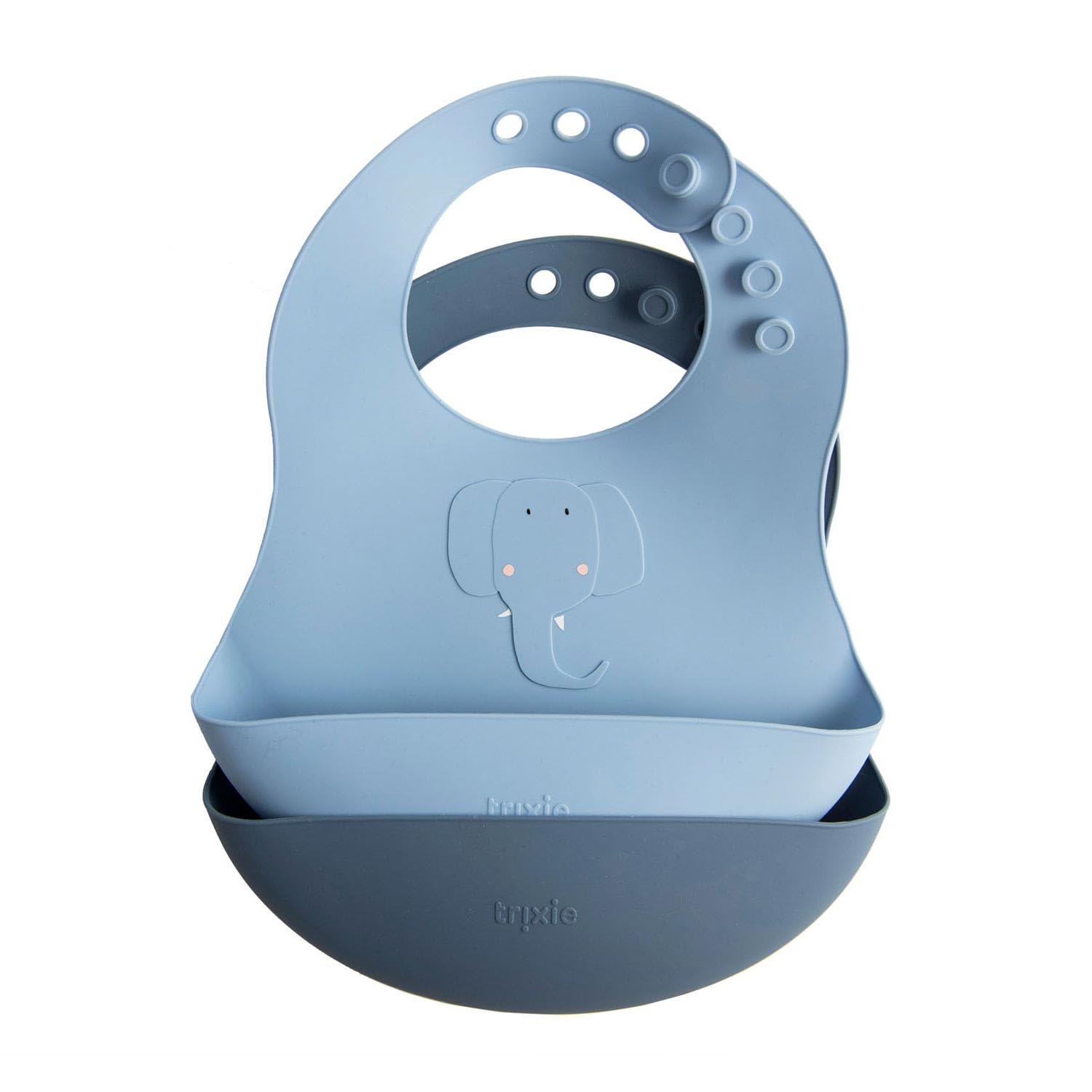 Lot de 2 bavoirs avec récupérateur en silicone Mrs. Elephant - Trixie