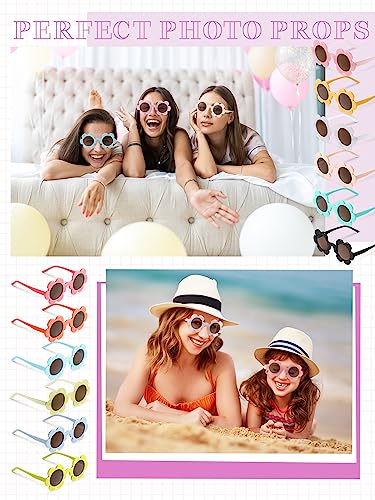 Image of Kanayu Summer Flower Sunglasses for Women 5.71 Inch Round UV Protection Adults Daisy Sunglasses Decor for Beach Party Gift