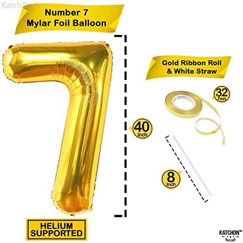 Image of KatchOn Gold Number 7 Balloon 40 Inch, 7th Birthday Balloon