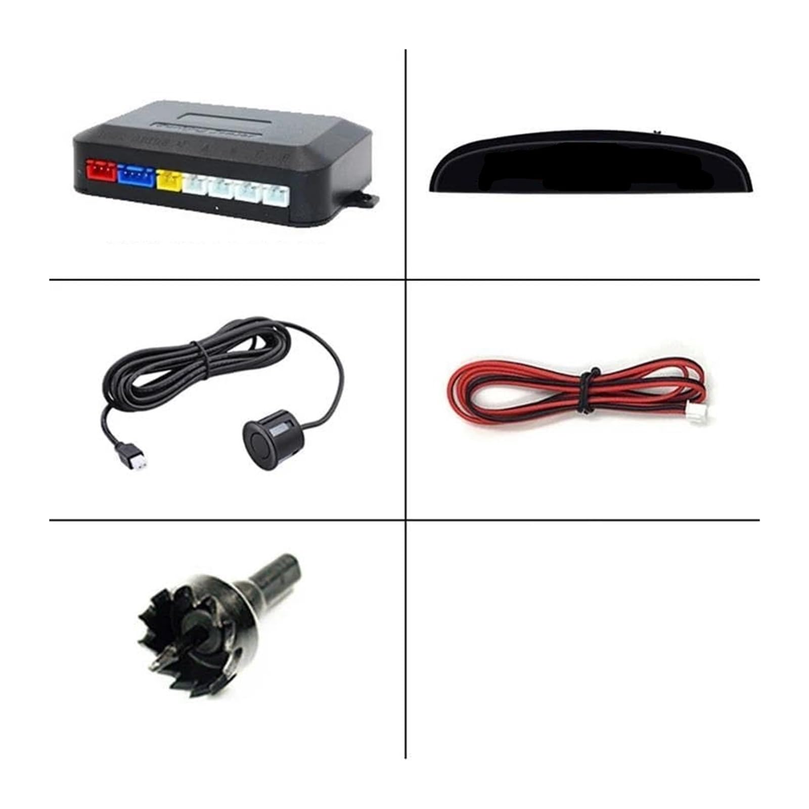 Kit Radar Retromarcia Per Auto Schermo Digitale Sensore Parcheggio Display Retroilluminato Interruttore 4 Rilevatori 22 Mm Radar Di Retromarcia(Nero)