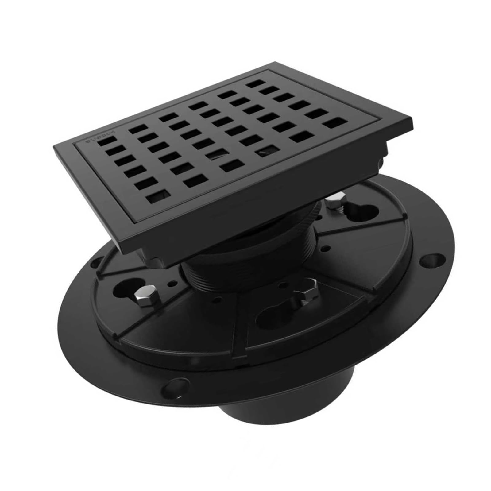 Removable Hair Catcher Square Shower Drain with Flange Hair Strainer Removable Grids Stainless Steel Floor Stainless Steel Floor