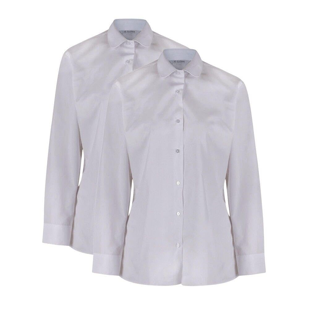 TRUTEX Women's Long Sleeve School Blouse - White - 34 inches