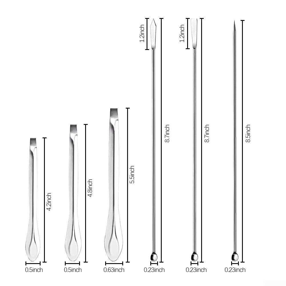 Juego completo de herramientas de mezcla y muestreo, 12 piezas de utensilios de laboratorio de acero inoxidable