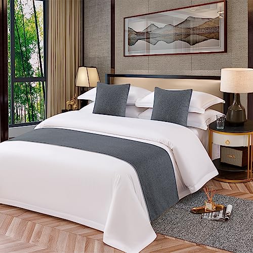 OSVINO Bettläufer Einfarbig-Serie Polyester Vintage Bett Deko für Wohnzimmer, Dunkelgrau 240 x...