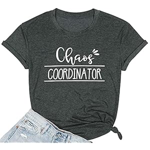 Chaos-Coordinator-Shirts-Women-Funny-Graphic-Mom-Life-T-Shirts-with-Sayings-Short-Sleeve-Tee-Tops Chaos Coordinator Shirts Women Funny Graphic Mom Life T Shirts with Sayings Short Sleeve Tee Tops Dark Gray