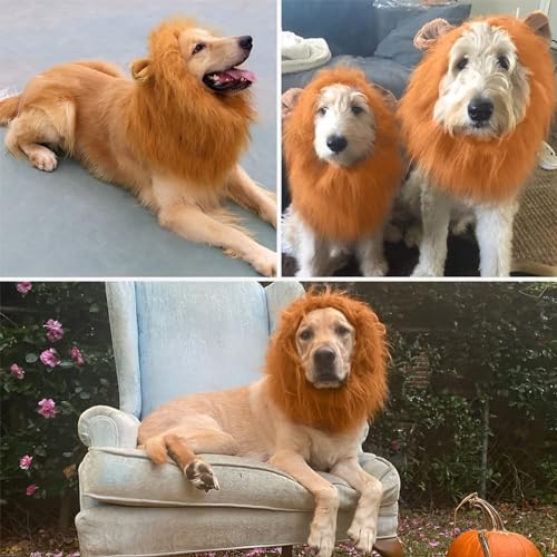 Dog-Lion-Mane-Costume-with-EarsHalloween-Lion-Mane-Wig-Costume-for-Medium-to-Large-Sized-DogCatAdjustable-Washable-Comfortable-Fancy-Lion-Mane-Dog-Costume-DressBrown
