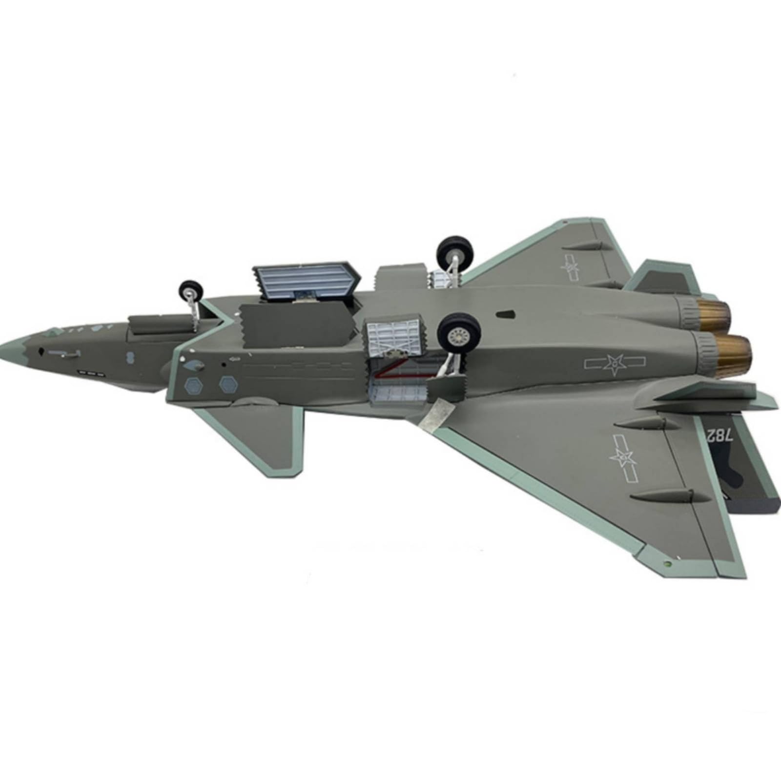 Modellino di Caccia J-20 Statico Modellino di Aereo con Supporto Elegante Aereo da Caccia in Miniatura per Scrivania