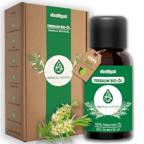DasXgut – Aceite de árbol de té orgánico 30 ml [100% NATURREIN] Cuidado natural de la piel y la cara - Aceite de árbol de té - ayuda con las impurezas E5004117 BG-BIO-02