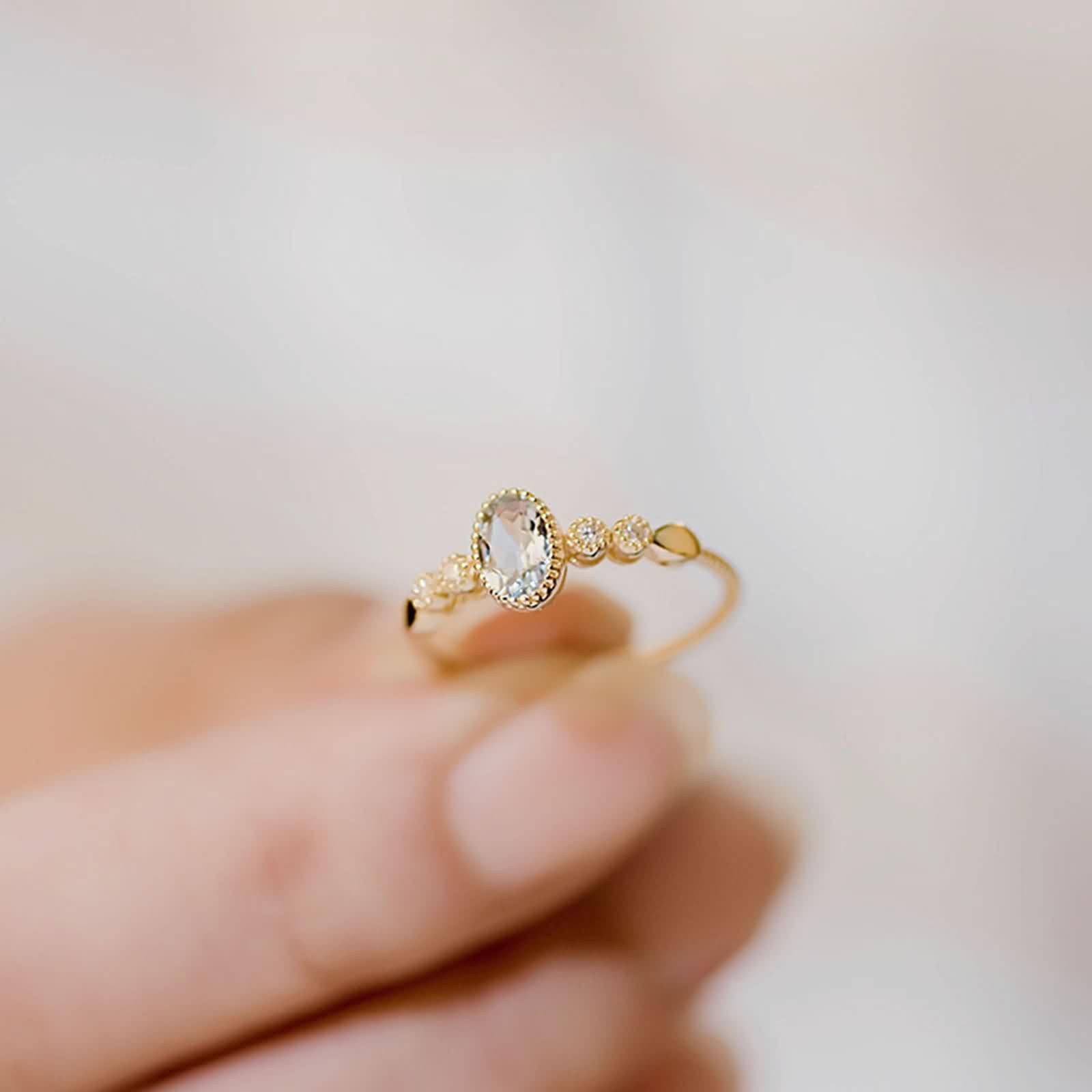 Anello Donna Eternity Ovale con Moissanite e Aquamarine, Anello Oro 9K/14K/18 Carati per Donna, Oro