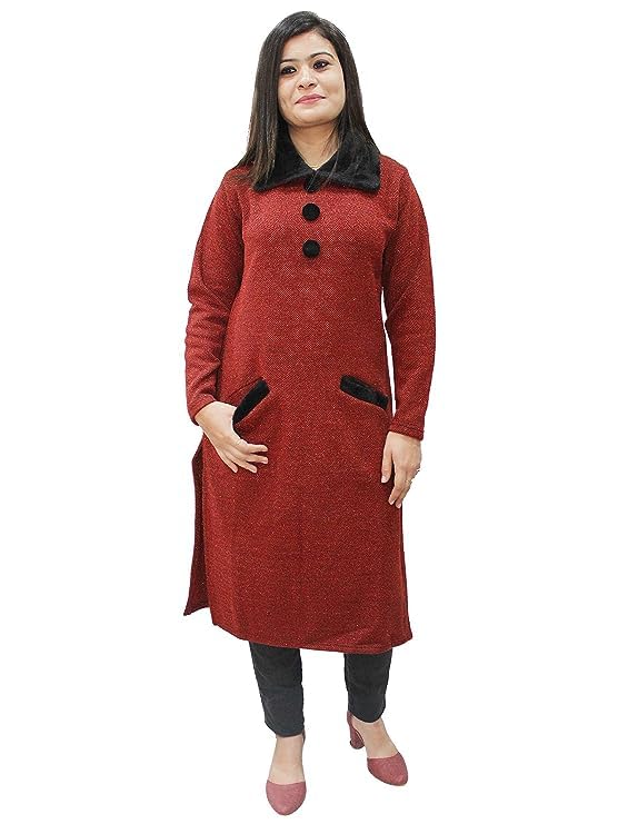 Image of Matelco Women's Wool Straight Kurti for Winters (Ad04Caz45 Black Parent).