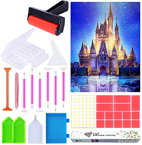 SUPECENT 32点セット ダイヤモンドアートツール 5D ダイヤモンドビーズ 絵画キット 塗装ツール DIY 手作り絵画手芸キット 5D モザイクアート ダイヤモンド塗装 全面貼り付けタイプ 30x40cm
