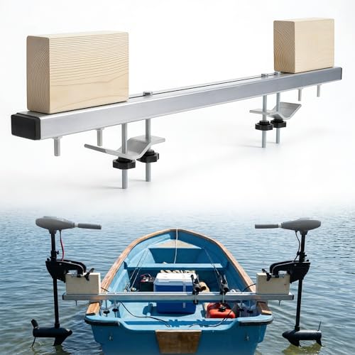 SFNSM Universal Canoe/Kayak Trolling Motor Mount Kit, Heavy Duty Canoe Trolling Motor Mount Bracket Adjustable Kayak Motor Mount with 2 Block for for Fishing & Small Boats, No Drill
