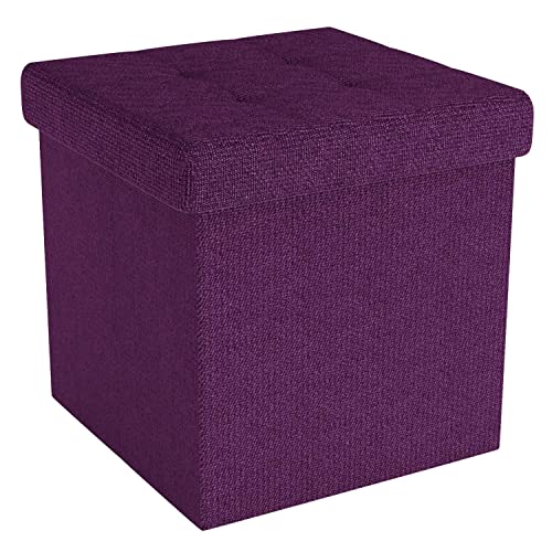 Intirilife Pouf pliable 30x30x30 cm en BROUILLARD VIOLET - Siège en cube avec espace de rangement et housse en tissu avec creux - Siège en cube repose-pieds coffre de rangement pouf coffre