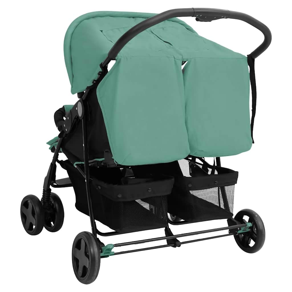 Genérico Carrito para Gemelos de Acero Verde,Bebés y niños pequeños,Transporte de bebés,Cochecitos de bebé-10346