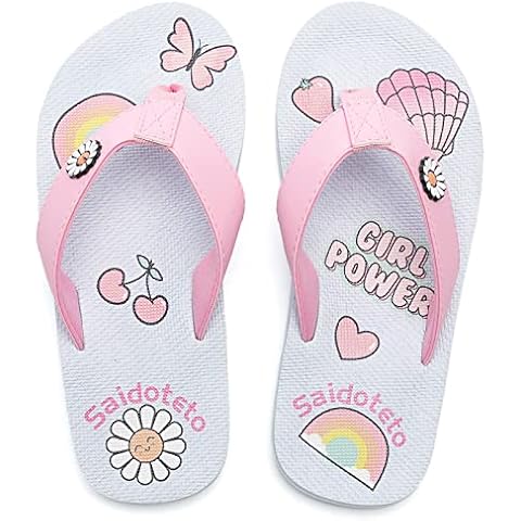 Saidoteto Boys Girls Flip Flops Child Summer Slip-on Thong Sandals Beach Pool Water Shoes(Toddler/Little Kid/Big Kid). Grey/navy 2-3 220303 Cover