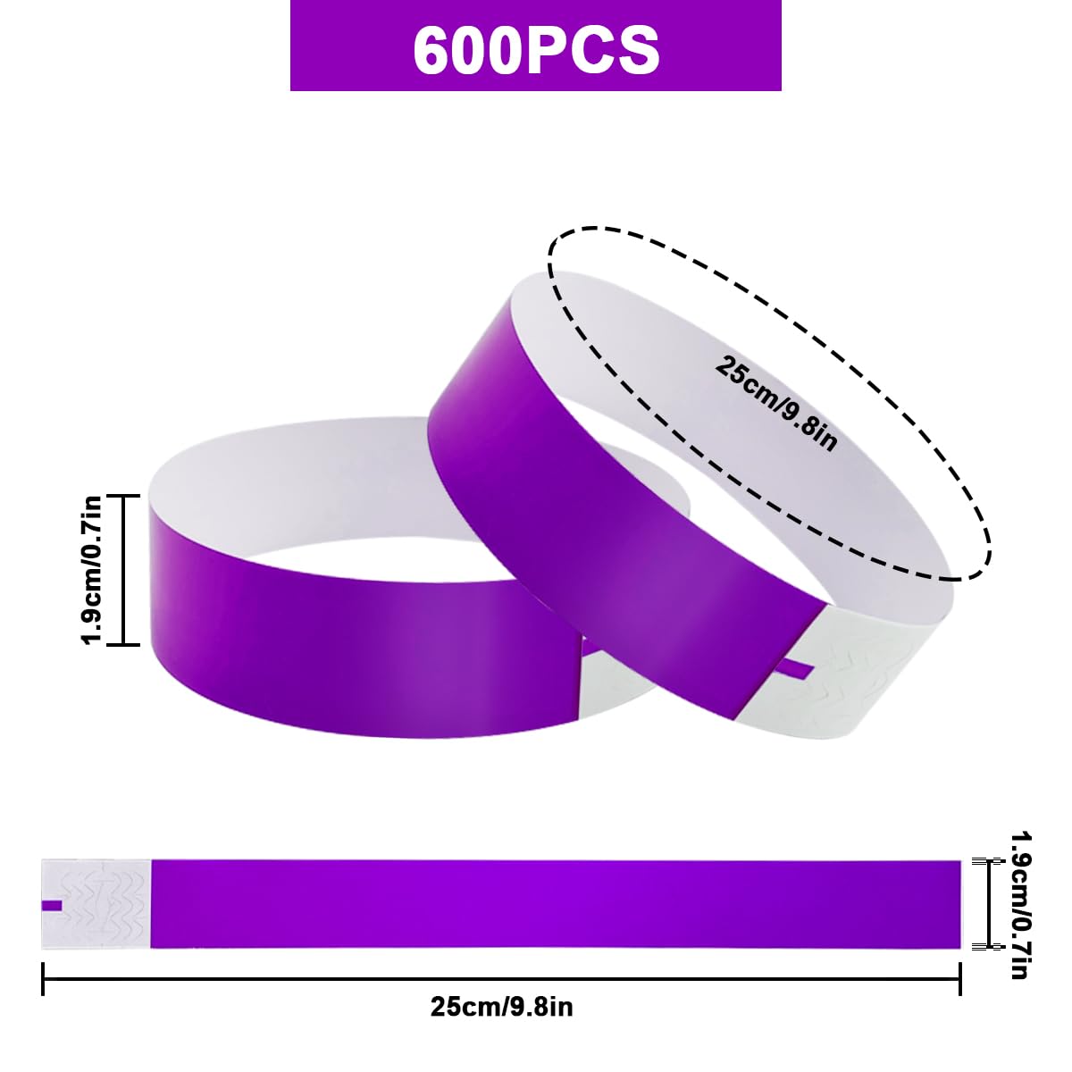 JNBGTU 600 Pack Wristbands for Events Waterproof Papery Wrist Bands Disposable Paper Bracelets for Events Party Music Festivals Concerts Contests Exhibitions (Purple) - Image 2