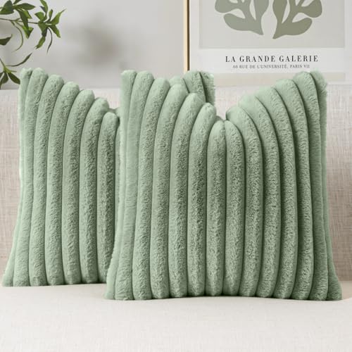 MIULEE Faux Fur Decorative Throw Pillow Covers...