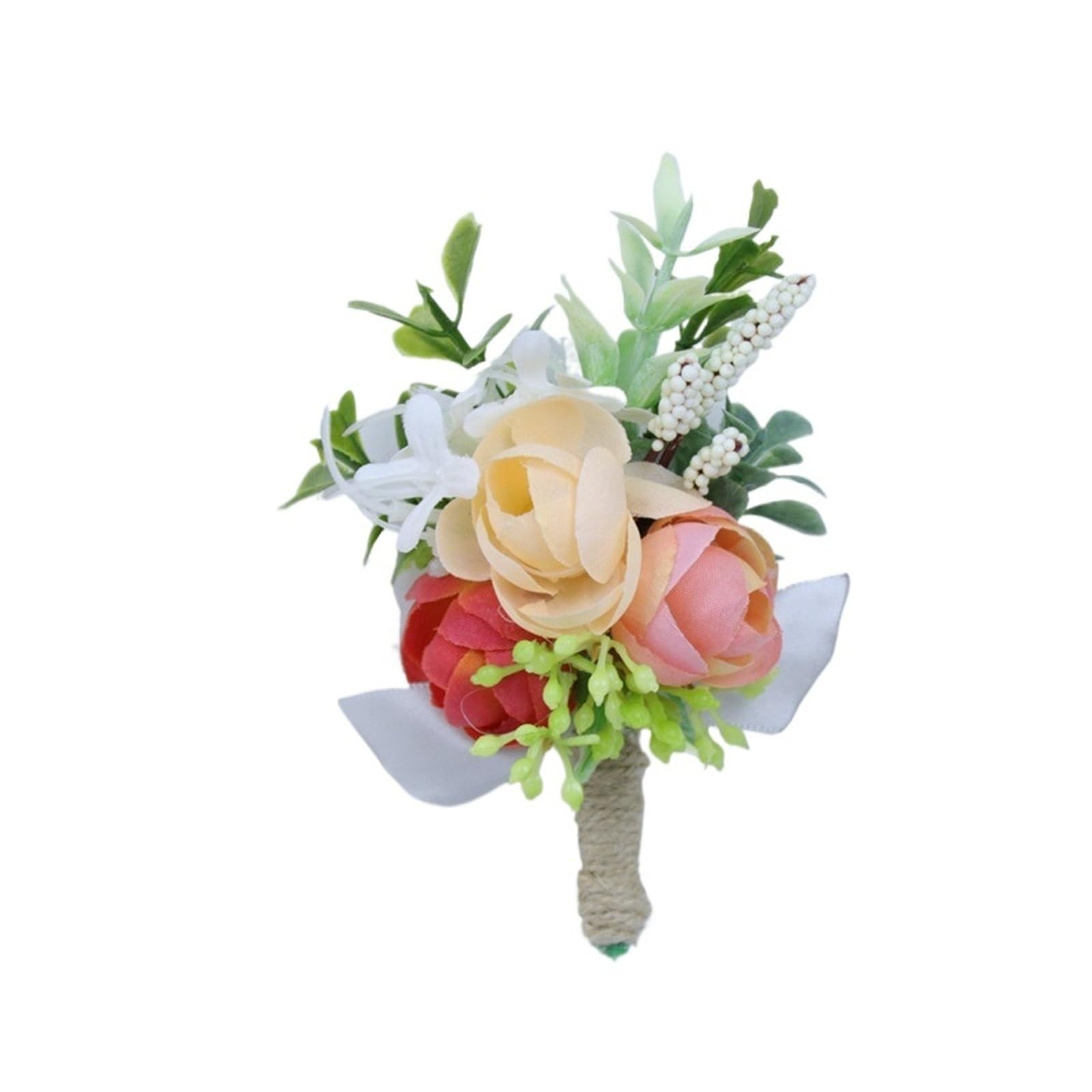 MQFBNNP Wedding boutonniere Silk Rose Boutonniere Wedding Wrist Corsage Bridesmaids(Boutonniere-5)
