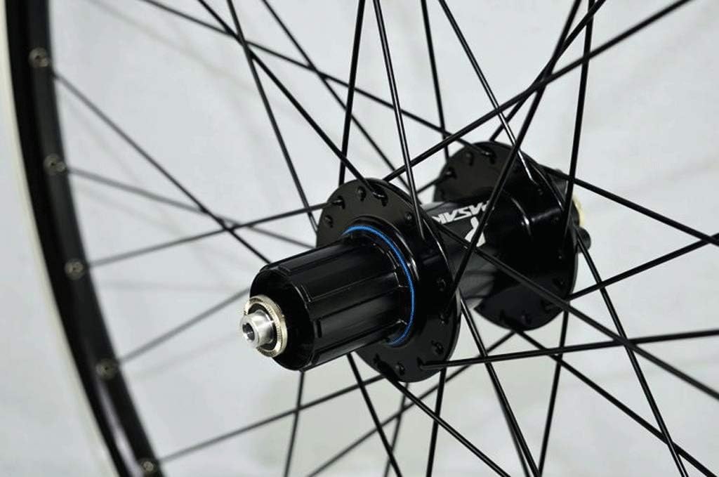 Zestaw kół rowerowych 26" Disc/V-Brake Double Wall aluminiowe felgi piasty Box 7-11 prędkości uszczelnione łożyska stalowe szprychy (Color : Nero, Size : 27.5'')