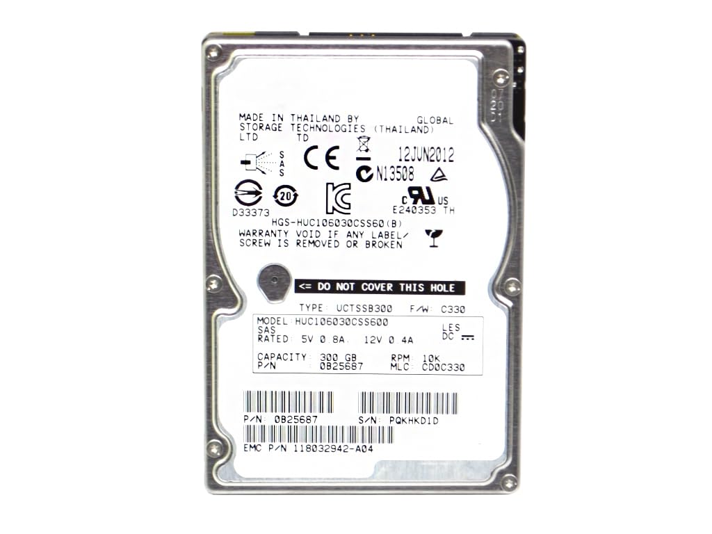 Hard Disk Drive 0B25687 Compatible Replacement Spare Part for Hitachi HGST HUC106030CSS600 Ultrastar C10K600 300GB 2 5 inch