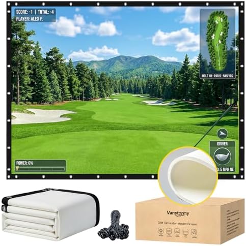 Golf Simulator Impact Screen, Heavy Duty 3-Layer HD Projector Scr...