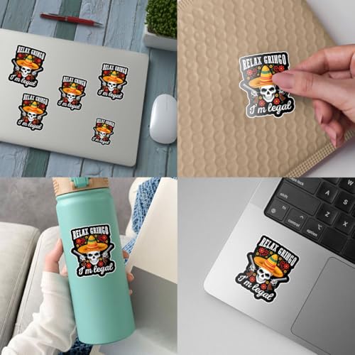 Image of 3Pcs Relax Gringo Im Legal Sticker, Relax Gringo I'm Legal Sticker for Car, Relax Gringo Calcomanias De Mexico Funny Immigrant Calcomanias Mexico Mexican Cactus Stickers for Truck Car Helmet (N6)