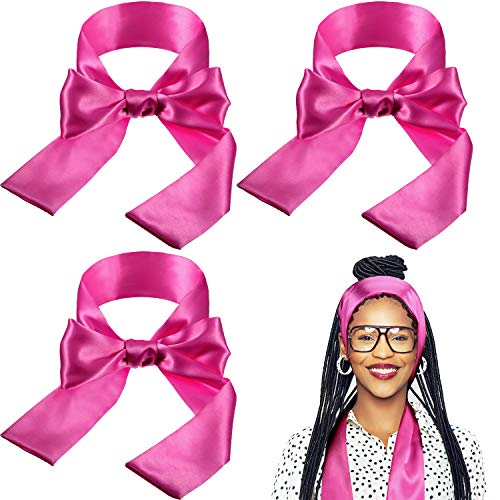3 Pieces Wig Grip Band Satin Headbands Edge Wrap Non Slip Hair Wrap for Keep Wig Secured, Makeup, Facial, Sport, Yoga (Rose Red)