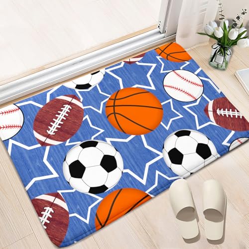 Kids Sports Balls Mat - Balls Rug for Boys Kids Room Sports Carpet Rugs, 2'×3'