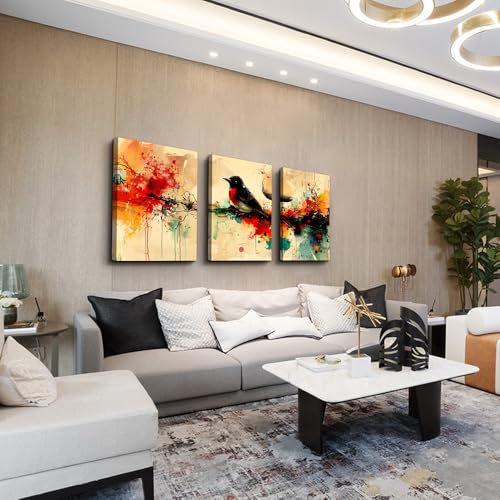 DZRWUBHS Boho Canvas Wall Art - Large Abstract Animal Wall Pictures for Living Room, Bedroom & Office - Ready To Hang, 3 Pieces