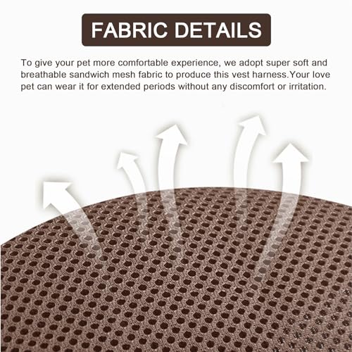 Cat Harness and Leash Set, Upgraded Escape Proof Adjustable Kitten Vest with Lead for Small Cat Outdoor Walking, Soft Breathable Mesh Jacket with Reflective Strips for Dark Night (S, Coffee Brown) - Image 6