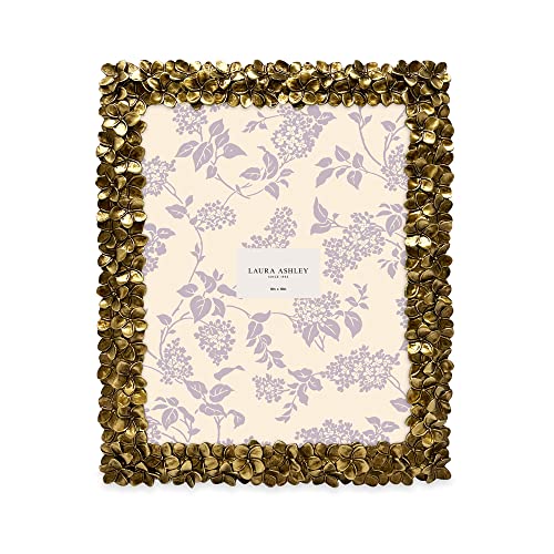 Image of Laura Ashley 8x10 Gold Flower Textured Hand-Crafted Picture Frame w /Easel