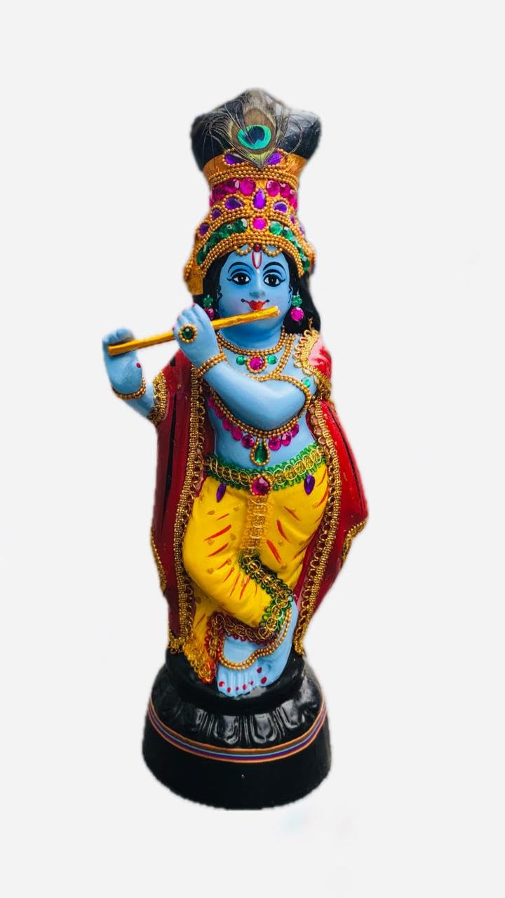 Blue Lotus Resin Krishna Idol (Blue, 18 x 11 x 45 cm)