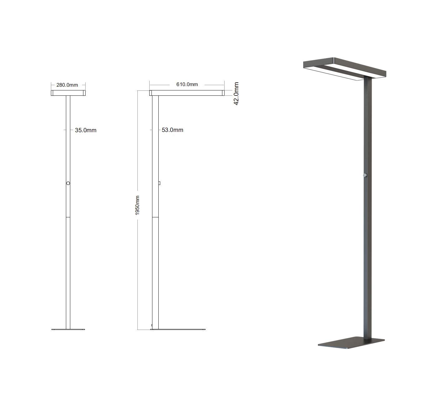 LED Büro Arbeitsplatz Standleuchte Officedesk 60 Watt 4000K