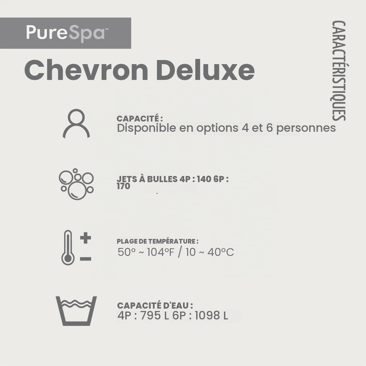 INTEX 28445EH Bain à remous Portable Gonflable d'extérieur Deluxe PureSpa Chevron pour 4 Personnes, avec Couverture de Spa économe en énergie, Application de contrôle de Spa, système d'eau salée prêt