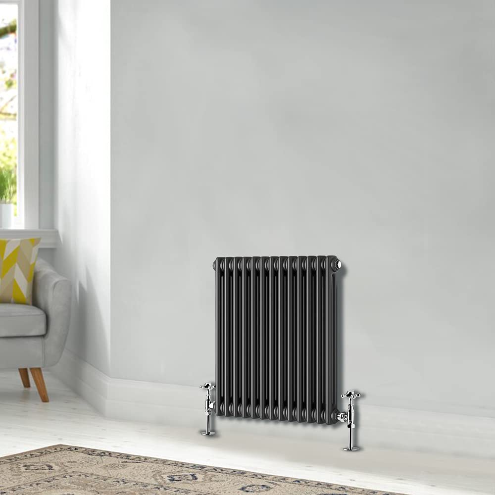 Blümme Anthracite Traditional 600 X 605Mm Horizontal Cast Iron Radiator Central Heating Radiators Double Column