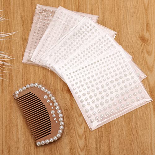1980 Pcs Self Adhesive Pearls Stick On - Beige Flat Back Pearls Stickers Sheets For Face Makeup, Nail Art, Decorate Hair, Diy Craft, (3Mm/4Mm/5Mm/6Mm) #TOP4