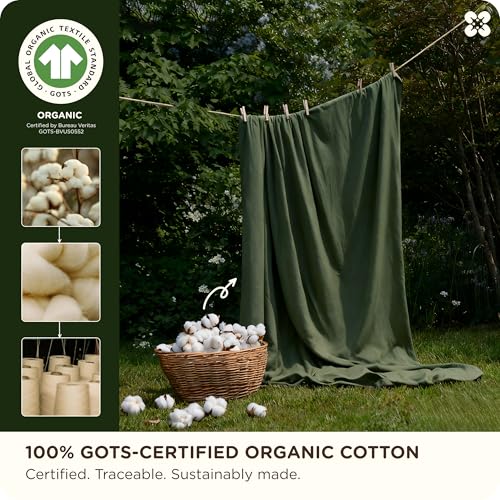 Bedsure Cotton Duvet Cover King, 100% GOTS Organic Cotton Duvet Cover Set, Fair Trade Certified King Bedding, Eco-Friendly, Ultra-Soft, Breathable Home Bedding for All Seasons(Olive Green, 104