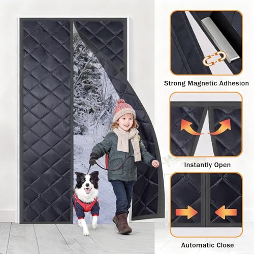 Rideau de porte magnétique thermique isolant froid chaleur gris - 3