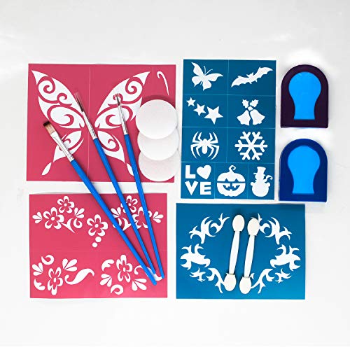 shiyeen Face Paint Kit for Kids - 30 Large Water Based Paints, 2 Hair dye Clips, 12 Stencil Stickers - Halloween Makeup Kit, Simple Face Paint Palette, Face Paints Safe for Sensitive Skin - Image 5