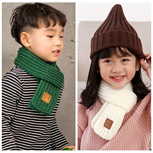 Cntqiang Winter Kids Warm Scarves for Boys Girls Toddler Soft Knit Shawl Scarf Neck Warmer In Cold Weather 2Pcs (E)