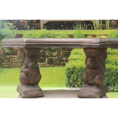 Ornate Stone Curved Bench with Squirrel Feet Cover
