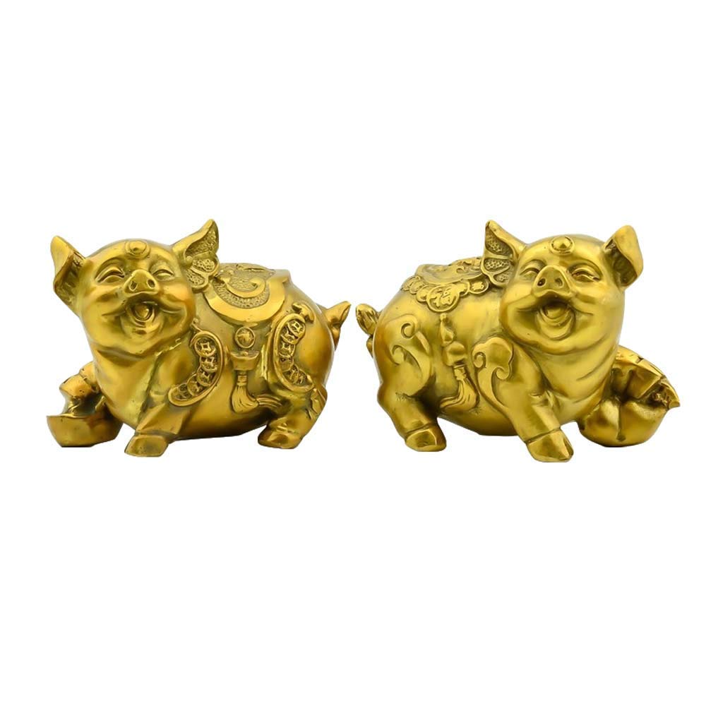 YNIYUJKL Feng Shui Ornaments Pure Brass Zodiac Pig Statues,Chinese Decor Figurine For Home And Office,Wealth And Good Luck Sculpture