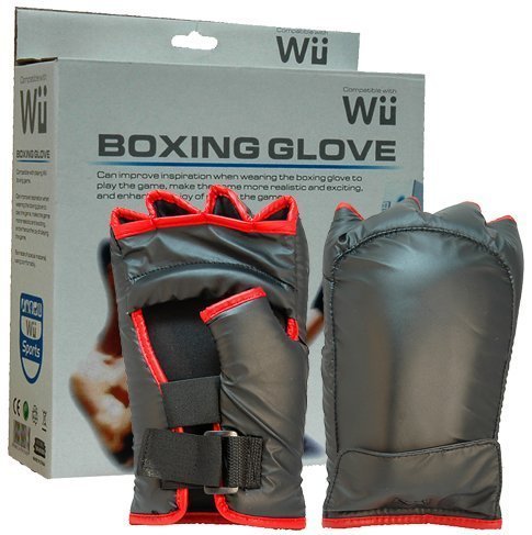 Brand New Boxing Gloves for Nintendo Wii, Black with Red Trim