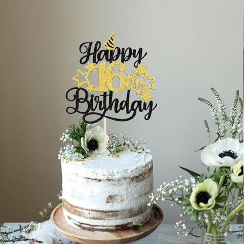 Image of Confetti! Glitter 18th Birthday Cake Topper with Star Hat - Cheers to18 Years! Fabulous Cake Decorations for Grown ups 18th Birthday & Anniversary Party Supply