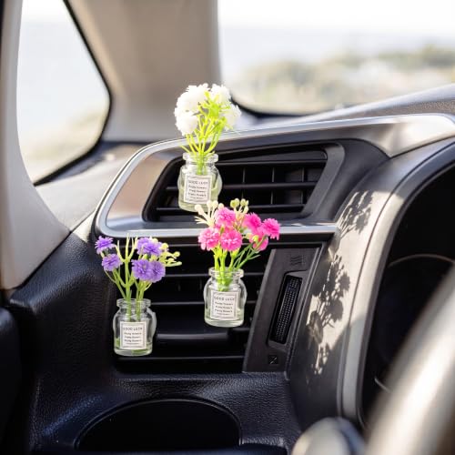Image of CusDusk 6 Pack Flowers Car Vent Clips, Cute Daisy Plants Vase Air Conditioning Outlet Clip with Fragrance Pads, Charm Scent Perfume Automotive Interior Decorations for Women (6 PCS Luminous)